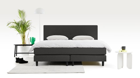 Boxspring Invito vlak met gestoffeerd matras, donkergrijs