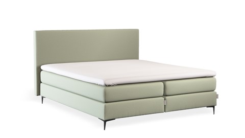 Boxspring Emerald vlak met gestoffeerd matras, eucalyptus