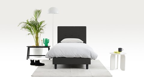 Boxspring Invito vlak met Bridge matras, donkergrijs