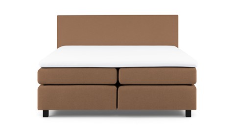 Boxspring Autentik Kurbat vlak met gestoffeerd matras, caramel