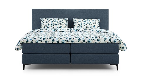 Boxspring Emerald vlak met gestoffeerd matras, navy