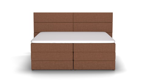 Opbergboxspring Pearl vlak met gestoffeerd matras, camel