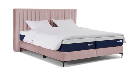 Matt Sleeps Boxspring Velvet stroken vlak met matras Matt, roze