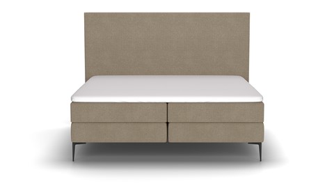 Boxspring Emerald vlak met gestoffeerd matras, naturel