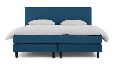 Boxspring Invito vlak met gestoffeerd matras, blauw