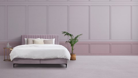 Matt Sleeps Boxspring Velvet knopen vlak met matras Matt, roze