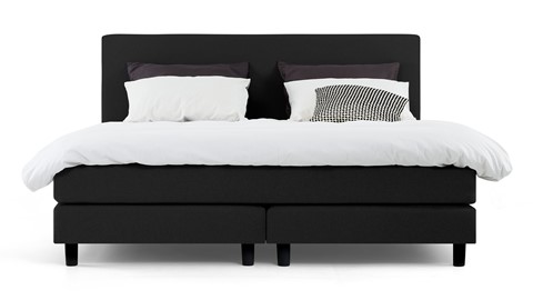 Boxspring Cisano vlak met gestoffeerd matras, zwart