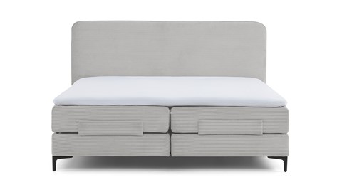 Boxspring Quartz verstelbaar met gestoffeerd matras, light grey