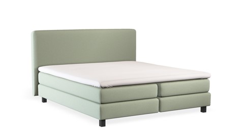 Boxspring Attraktiv Lykka vlak, poten Basic en gestoffeerd matras, light grey