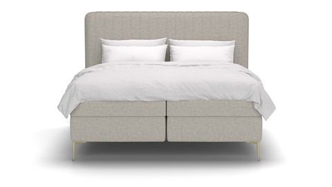 Boxspring Ruby vlak met gestoffeerd matras stofgroep Hygge, beige