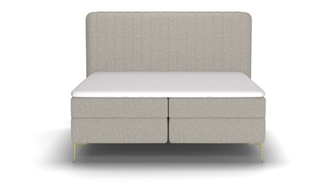 Boxspring Ruby vlak met gestoffeerd matras stofgroep Hygge, beige