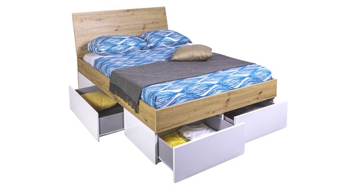 Opbergbed Mundi met 4 laden, artisan oak/white