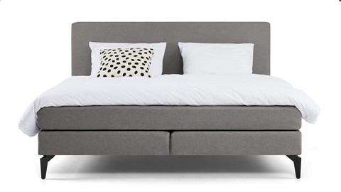 Boxspring Cisano vlak met gestoffeerd matras, light grey