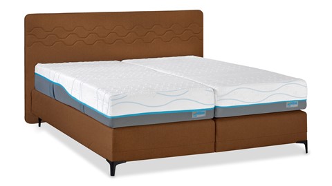 Boxspring Supreme Curves vlak met Slow Motion 2 matras, cognac