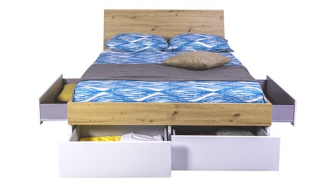 Opbergbed Mundi met 4 laden, artisan oak/white