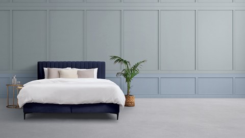 Matt Sleeps Boxspring Velvet knopen vlak met matras Matt, blauw