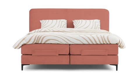 Boxspring Quartz verstelbaar met gestoffeerd matras, old pink