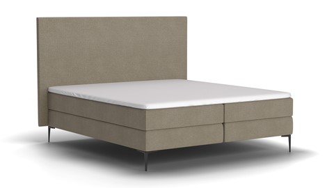 Boxspring Emerald vlak met gestoffeerd matras, naturel