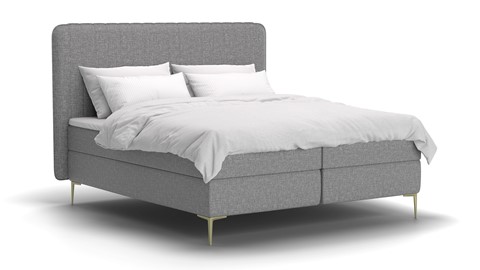 Boxspring Ruby vlak met gestoffeerd matras stofgroep Hygge, light grey