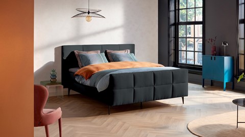 Boxspring Attraktiv Trendik vlak met gestoffeerd matras, anthracite