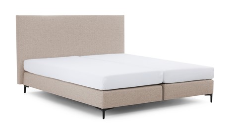 Boxspring Emerald vlak met Silver Pocket Deluxe Foam matras, beige