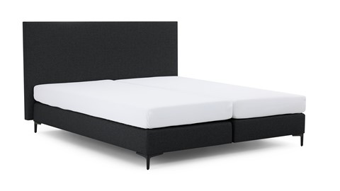 Boxspring Emerald vlak met Silver Pocket Deluxe Foam matras, anthracite