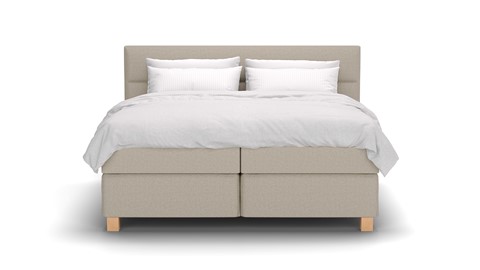 Boxspring Solid Lina vlak met gestoffeerd matras, beige