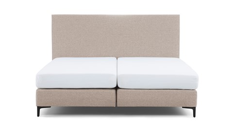 Boxspring Emerald vlak met Silver Pocket Deluxe Foam matras, beige