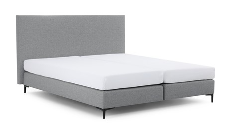 Boxspring Emerald vlak met Silver Pocket Deluxe Foam matras, light grey