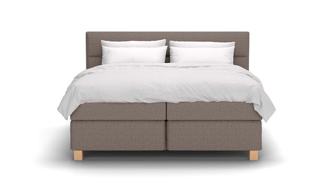 Boxspring Solid Lina vlak met gestoffeerd matras, taupe