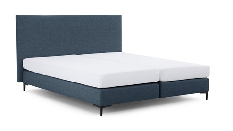 Boxspring Emerald vlak met Silver Pocket Deluxe Foam matras, navy